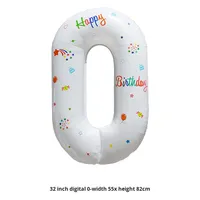 32 pouces blanc numéro joyeux anniversaire ballon décoration aluminium Film fête Photo scène fond configuration accessoires numérique