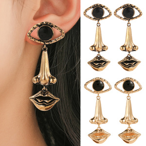 Boucles d'oreilles vintage <span class=keywords><strong>Diablo</strong></span> pour femme, prix de gros, mode polyvalente, pour bal de promo, personnalisées, motif nez, lèvres et yeux - Product Image 3