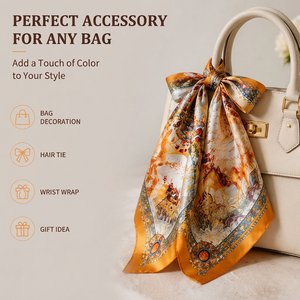 Custom Artistic Printed Square <b>Scarf</b> Vintage Pattern <b>Silk</b> Feeling <b>Scarf</b> for Women Neck Head Wrap Any Size - Product Image 3
