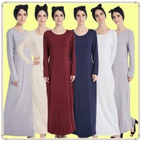 Abaya arabe turque Jilbab de Singapour, robe longue de Dubaï pour femme musulmane, vêtements islamiques, élégante à l'intérieur de la couleur pure