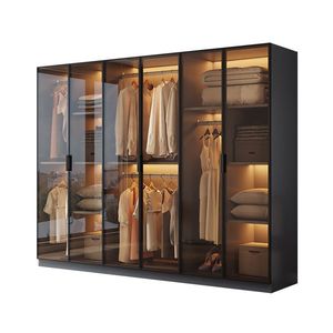 Armarios de diseños simples y modernos, puerta de cristal personalizada de alta calidad, armario, muebles de dormitorio con armarios ligeros Para habitacion - Product Image 2