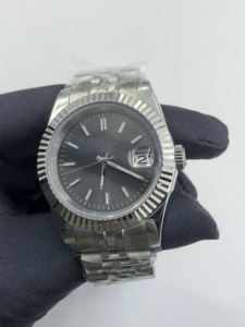 NH35 <span class=keywords><strong>Montre</strong></span> en acier inoxydable 36mm/39mm LOGO personnalisé Mouvement automatique Bleu, Gris, <span class=keywords><strong>Cadran</strong></span> argenté <span class=keywords><strong>Montre</strong></span> pour <span class=keywords><strong>homme</strong></span> d'affaires étanche - Product Image 4