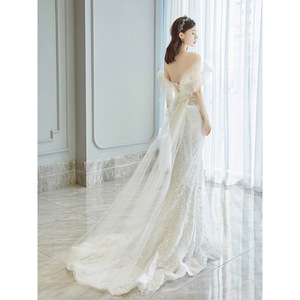Mermaid Light Wedding Dress Off The Shoulder Sweetheart Neckline Natural Waist Fishtail Skirt Bridal Gown For Reception Evening - Product Image 3