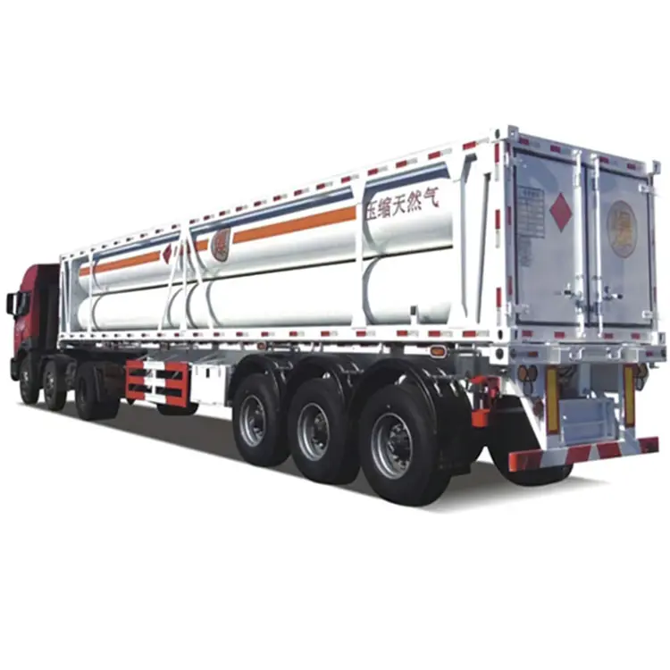 Tri-Axle 12 Tabung CNG Semi Truk Tanker Trailer CNG Tabung Skid