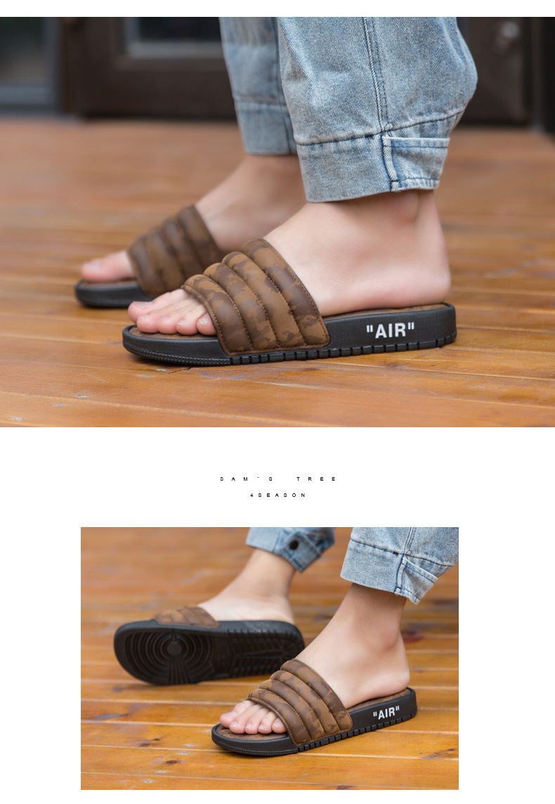 New Camouflage Leather Slippers Air Cushion Anti-slip Outdoor Fashion PVC Slides