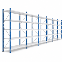 Étagère métallique bleue à 3 niveaux réglables, système d'étagères sans boulons à rivets pour atelier et magasin