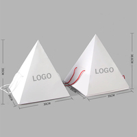 Boîte en Papier Pyramidale Écologique pour Plats à Emporter, Pâtisseries, Biscuits, Gaufres, Crêpes, Gâteaux, Pain, Traiteur, Emballage avec Insert et Ruban