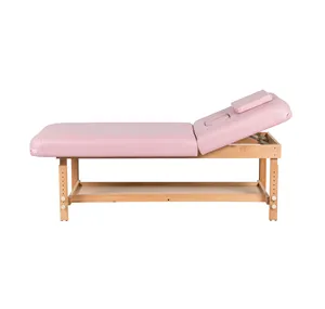 Luxury Fixed Salon Bed Massage stretcher Fixed Two Fold Massage Table Bed With Shelf