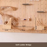 Arbre à chat mural moderne en bois, avec nid intégré, sans perçage, pour petits espaces domestiques, incluant cadre mural et trampoline, maison pour chat