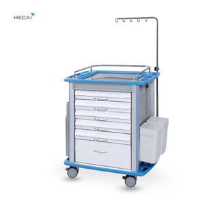 Hecai 제조업체 도매 병원 약물 카트 서랍 6 개가있는 의료 응급 트롤리 - Product Image 4