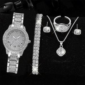Reloj Digital de Aleación con Correa de Lona, Estilo Casual, con Diamantes Completos, Números Romanos, Diseño de Corona Espiral, Estilo Hip Hop y Elegancia Estrellada - Product Image 4
