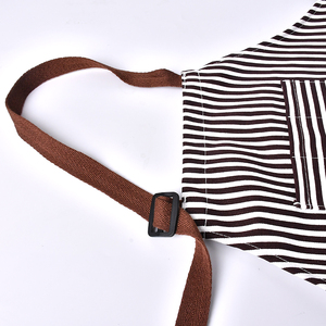 ผ้ากันเปื้อนผ้าฝ้ายสำหรับใช้ในครัวเรือนลายทางมีกระเป๋าสำหรับผู้หญิง - Product Image 5