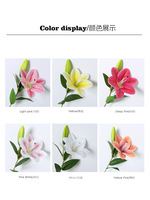 Fleur artificielle en soie, lys à 1 tête, blanc, rose, orange, style européen, pour décoration de mariage, maison, fête, vente en gros