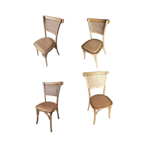 Sillas de comedor de ratán tejidas de madera <span class=keywords><strong>Vintage</strong></span> de estilo francés asientos de tela fuerte apilables para restaurantes bodas fábrica al por mayor - Product Image 1