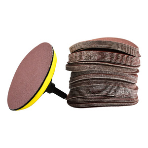 Carbide Sanding Disc 4-Inch P180 Red Flocked Backing For Wood Metal Polishing Rust Removal - Product Image 2