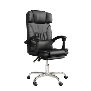 Fauteuil de massage de bureau en similicuir noir avec fonction de vibration, à brancher sur le réseau 110-240v, pour soulager le dos - Product Image 1