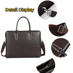 Sac à dos pour ordinateur portable unisexe en cuir véritable imperméable avec fermeture éclair, grande capacité, mallette d'affaires pour avocats et financiers - Product Image 1