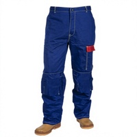Celana Kerja Pria Biru Tahan Api Anti Panas dengan Banyak Kantong Bahan Corduroy Ringan