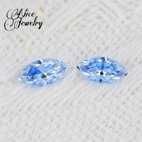 Belle pierre de moissanite bleu aqua en vrac, forme feuille marquise, cabochon, moissanite synthétique