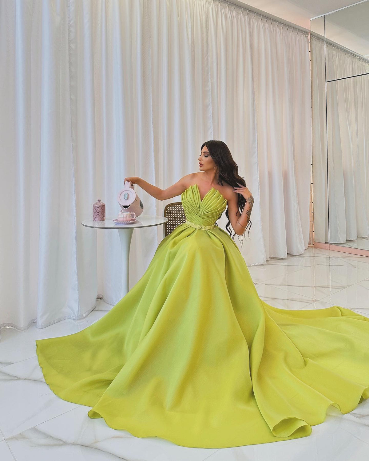 what shoes to wear with a dark green dress Sexy V Neck Emerald Green Yellow Long Prom Dress with High Split, Emer –  abcprom