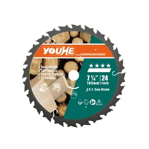 Disco de Sierra Circular TCT YOUHE Profesional de Fábrica, 7-1/4 Pulgadas (185 mm) * 20 * 24 Dientes, para Cortar Madera - Product Image 1
