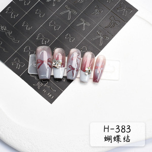 378 nueva llegada 3D autoadhesivo mariposa calcomanías para uñas plantilla de diseño de lazo <span class=keywords><strong>plantillas</strong></span> para aerógrafo de uñas pegatinas para decoración de uñas - Product Image 6