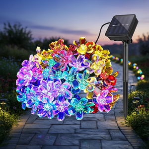 Guirlande solaire 7M 50 LED IP65 étanche à piquet pour jardin, fête, festival, mariage, Noël, vacances - Product Image 1