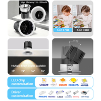 Spot LED encastrable orientable 5CCT anti-éblouissement profond 7W 10W 12W 15W 20W 25W IP44 CE RoHS Fitlight pour showroom, magasin de détail, fourniture OEM