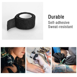 All'ingrosso stampa personalizzata autoadesiva fasciatura avvolgente copertura per impugnatura del tatuaggio nastro adesivo per la presa nera elastica per la macchina del tatuaggio - Product Image 4