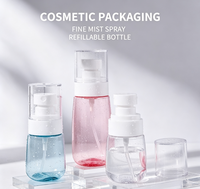 Vente en gros de flacons pulvérisateurs transparents à logo personnalisé de 30 à 80 ml, en plastique coloré, pour une utilisation en voyage
