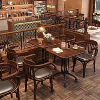 Ensemble table et chaises en bois et fer au design antique minimaliste pour restaurants, bars, cafés, salons de thé