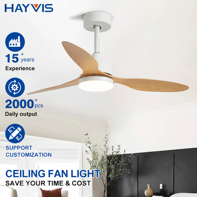 New Design Nordic Simple Style 36 Inch 3 ABS Blade Remote Control Dimmable Modern Living Room LED Ceiling Fan WIth Light