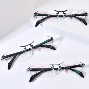 Kính mắt không gọng Borregls Titan dành cho nam 2025, thiết kế thương hiệu, kiểu vuông, mắt kính quang học, chất liệu acetate, kính thời trang, kính doanh nhân 1141 - Product Image 2