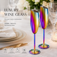 Verre à vin en acier inoxydable réutilisable et écologique, bord biseauté, 200 ml, lot de 2, pour mariage et restaurant (vente en gros)