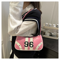 Sac bandoulière en PU pour femme, style rétro américain classique, tendance urbaine, pour tenue quotidienne, avec fermeture éclair, vente en gros