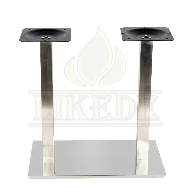 Baixo preço heavy duty tabela perna plástico inferior 2 coluna pilar aço inoxidável mesa base