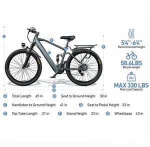 Bicicleta Urbana para Adultos de Acero con Motor de 26 Pulgadas, Batería de Litio de 36V 8AH, Transmisión de 21 Velocidades, Motor en la Rueda Trasera, Doble Suspensión y Frenos de Disco Dobles - Product Image 5