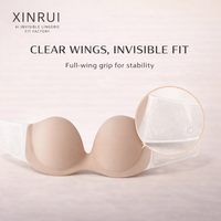 XINRUI Soutien-gorge adhésif sans bretelles, respirant, invisible, sexy, push-up, dos élégant, antidérapant, pour robe de mariée