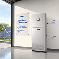 Système de batterie solaire domestique JAKX 21 kWh tout-en-un, stockage d'énergie, onduleur 11 kW, chargeur, système de batterie IP65, alimentation de secours UPS, CE PV