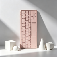 Keyboard Nirkabel Pink 5.0 Ukuran Penuh dengan Touchpad USB-C LED Backlit untuk Tablet iPad 10.2 dan 10.5 Inch
