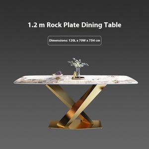 Mesa de Comedor Rectangular de Lujo Italiana con Sillas, Combinación de Encimera Ligera de Piedra y Mármol, Venta al por Mayor - Product Image 6