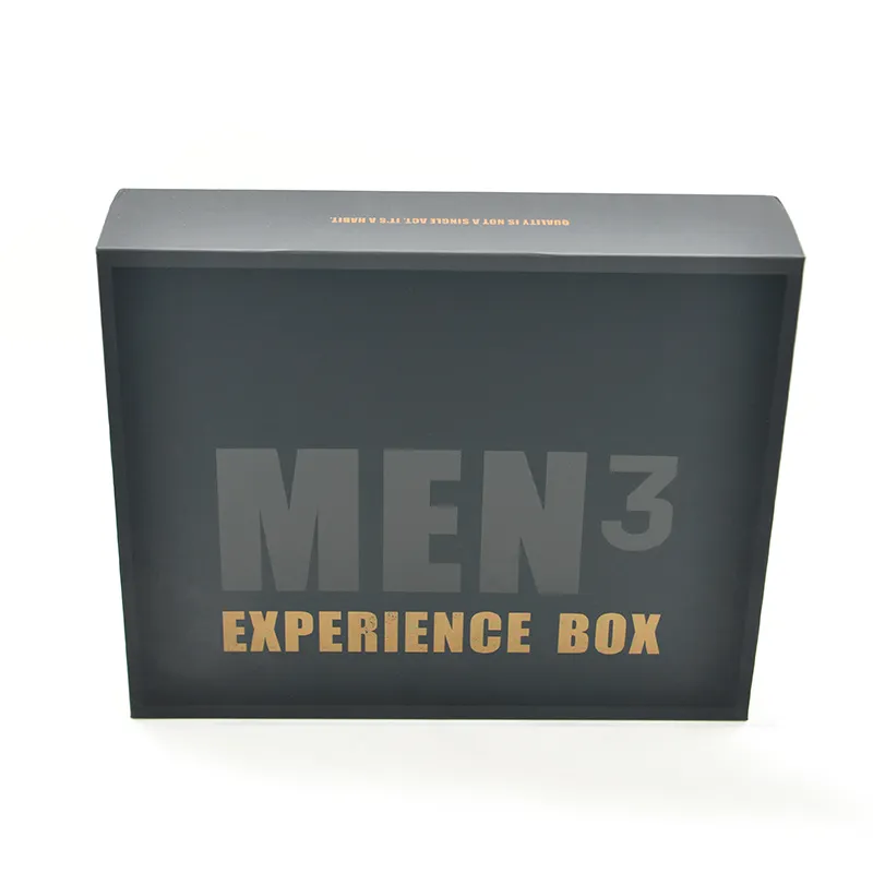 Kotak hadiah kemasan kotak hadiah pakaian penutupan magnetik gaya bentuk buku hitam Logo kustom kelas atas