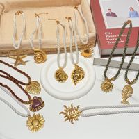 Collier en or 18 carats avec breloque en corde, pendentif en acier inoxydable, collier en paracorde fait main DIY, bijoux tendance superposés et audacieux