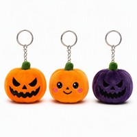 Pendentif/Porte-clés en peluche mini portable super doux, motif citrouille de dessin animé fantaisie pour Halloween, vente en gros de poupées et figurines de Chine