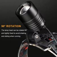 Outdoor Notfall Tragbare P70 Teleskop-Zoom-Stirnlampe USB Wiederaufladbar 90 Grad Aluminium Camping-Kopflampe LED-Taschenlampe