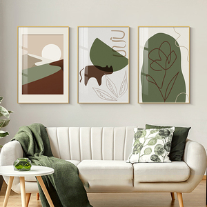 Grünes Abstraktes Wohnzimmer-Dekorationsgemälde Stilleben Triptychon Einfaches Modernes Sofa-Hintergrund-Wandbild - Product Image 2