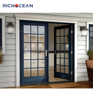 Porte d'entrée à triple vitrage RICHOCEAN, style français, avec grille en aluminium, pour maison et bureau - Product Image 3