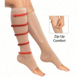 <b>Compression</b> <b>Socks</b> <b>Men</b> Women Support Knee Zipper Open Toe Thin Anti Fatigue Stretchy Casual Woven Cuff Over Knee Unisex - Product Image 2