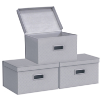 Boîte de rangement pliable avec couvercle, bac de rangement pliable en tissu pour vêtements, jouets, placard, gain de place