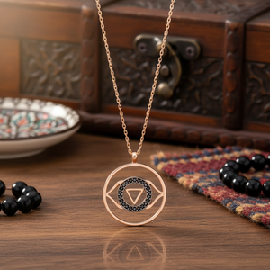 Diseño redondo forma de triángulo negro circón piedra forma encanto colgante turco hecho a mano 925 joyería de plata esterlina - Product Image 3